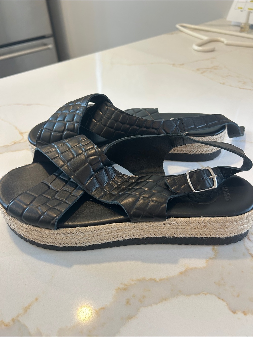Karen Kane Black Quilted Platform Espadrille Sandals